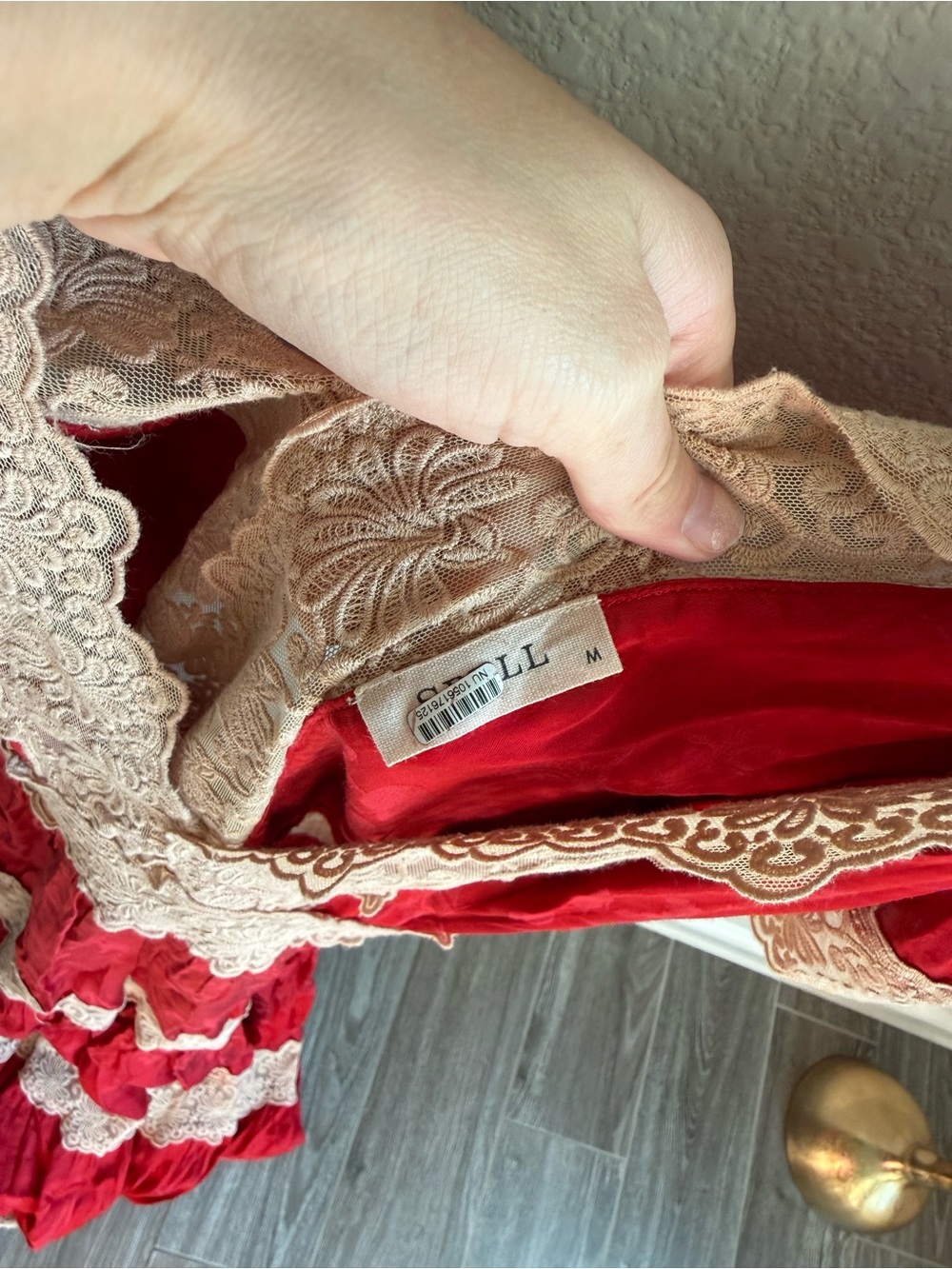 Spell Red Maxi Dress with Cream Lace Trim - Picture 7 of 7